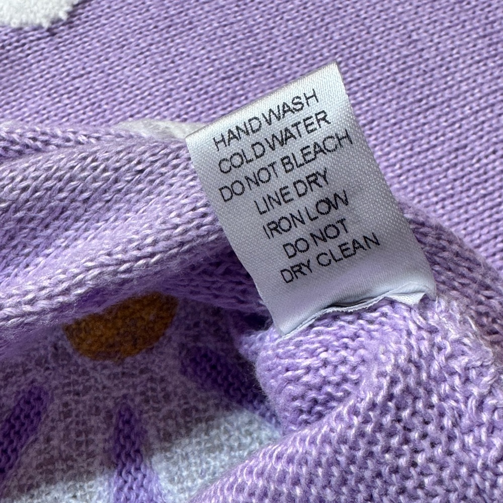 BiBi Lavender Daisy Sweater M Dolman Sleeve Cottagecore Floral Knit - Picture 9 of 9